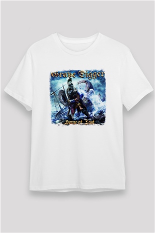 Grave Digger Baskılı Unisex Beyaz Tişört