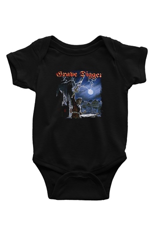 Grave Digger Baskılı Unisex Siyah Bebek Body - Zıbın