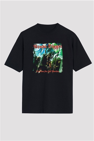 Grave Digger Baskılı Unisex Siyah Oversize Tişört