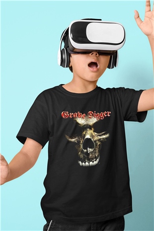 Grave Digger Siyah Unisex Çocuk Tişört