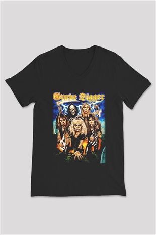 Grave Digger Siyah Unisex V Yaka Tişört T-Shirt