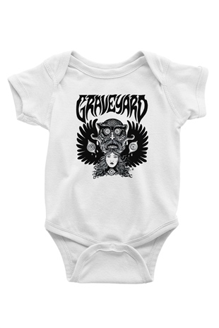 Graveyard Baskılı Beyaz Unisex Bebek Body - Zıbın