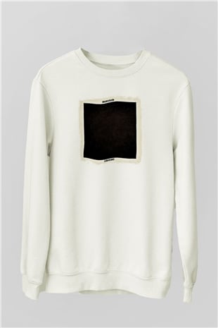 Graveyard Baskılı Unisex Beyaz Sweatshirt