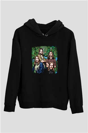 Graveyard Baskılı Unisex Siyah Hoodie