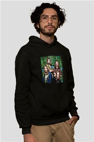 Graveyard Baskılı Unisex Siyah Hoodie
