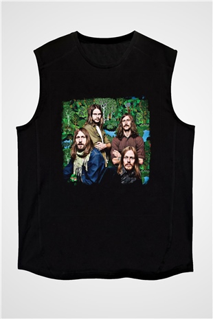 Graveyard Baskılı Unisex Siyah Kolsuz Tişört