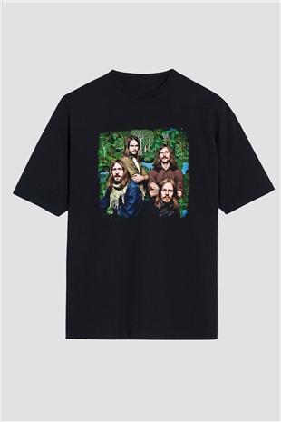 Graveyard Baskılı Unisex Siyah Oversize Tişört