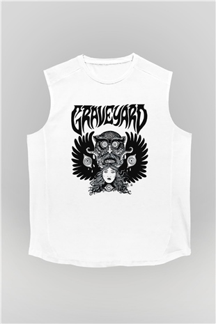 Graveyard Beyaz Unisex Kolsuz Tişört