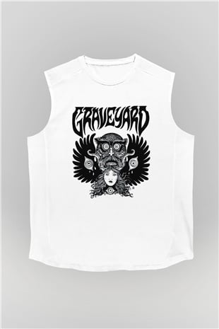 Graveyard Beyaz Unisex Kolsuz Tişört