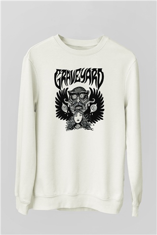 Graveyard Beyaz Unisex Sweatshirt