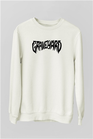Graveyard Beyaz Unisex Sweatshirt