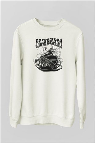 Graveyard Beyaz Unisex Sweatshirt