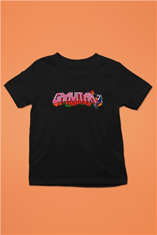 Gravitar Baskılı Siyah Unisex Çocuk Tişört
