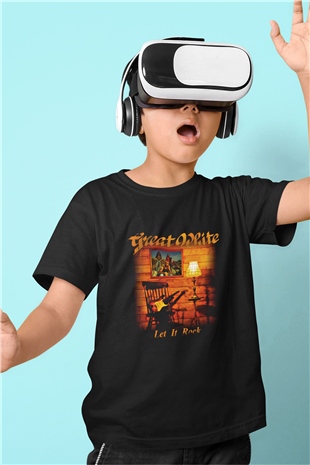Great White Baskılı Unisex Siyah Çocuk Tişört