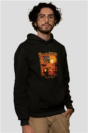 Great White Baskılı Unisex Siyah Hoodie