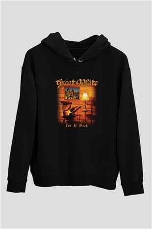 Great White Baskılı Unisex Siyah Hoodie