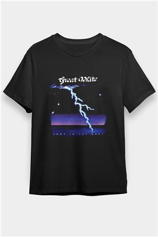 Great White Baskılı Unisex Siyah Tişört