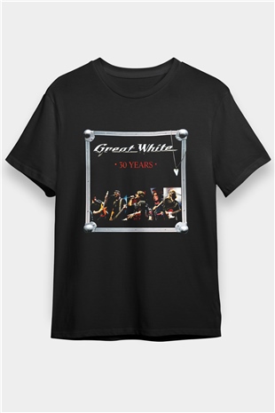 Great White Baskılı Unisex Siyah Tişört