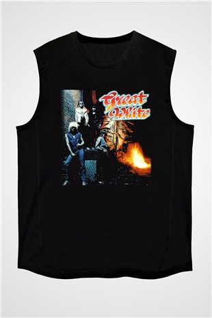 Great White Siyah Unisex Kolsuz Tişört