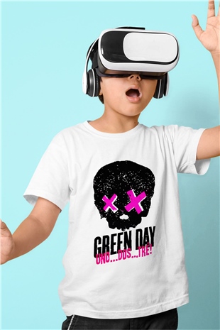 Green Day Baskılı Beyaz Unisex Çocuk Tişört