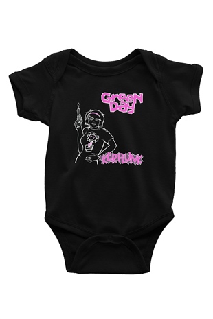 Green Day Baskılı Siyah Bebek Body - Zıbın