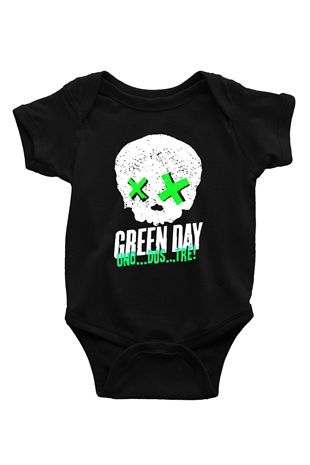 Green Day Baskılı Siyah Bebek Body - Zıbın