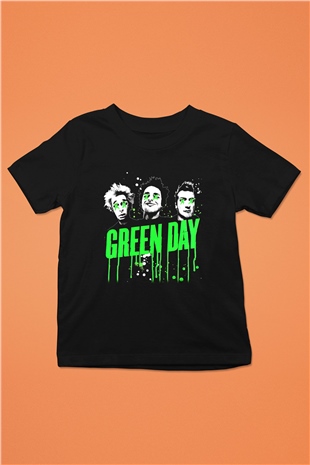 Green Day Baskılı Siyah Unisex Çocuk Tişört