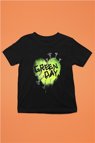 Green Day Baskılı Siyah Unisex Çocuk Tişört