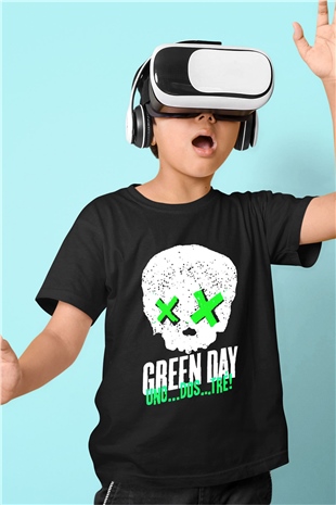 Green Day Baskılı Siyah Unisex Çocuk Tişört