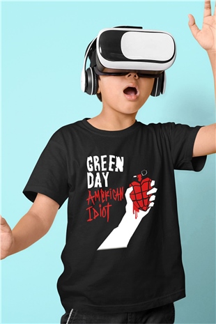 Green Day Baskılı Siyah Unisex Çocuk Tişört