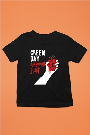 Green Day Baskılı Siyah Unisex Çocuk Tişört