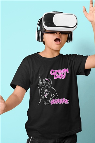 Green Day Baskılı Siyah Unisex Çocuk Tişört