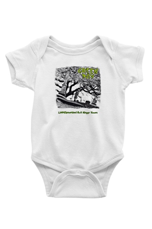 Green Day Baskılı Unisex Beyaz Bebek Body - Zıbın