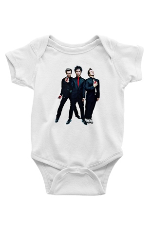 Green Day Baskılı Unisex Beyaz Bebek Body - Zıbın