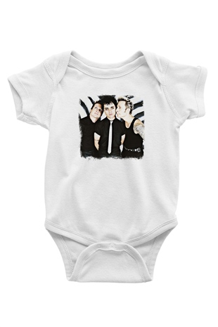 Green Day Baskılı Unisex Beyaz Bebek Body - Zıbın