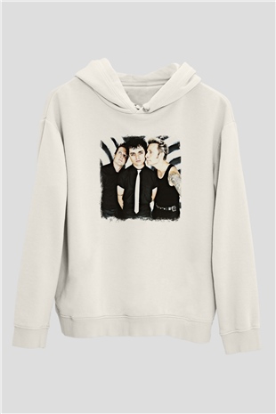 Green Day Baskılı Unisex Beyaz Hoodie