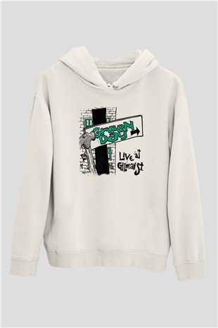 Green Day Baskılı Unisex Beyaz Hoodie
