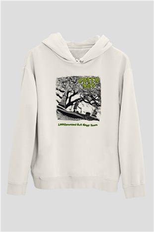 Green Day Baskılı Unisex Beyaz Hoodie