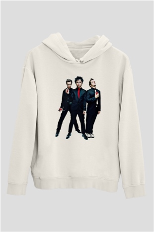 Green Day Baskılı Unisex Beyaz Hoodie