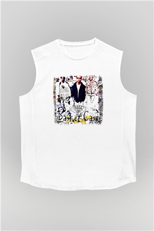 Green Day Baskılı Unisex Beyaz Kolsuz Tişört