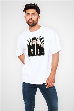 Green Day Baskılı Unisex Beyaz Oversize Tişört