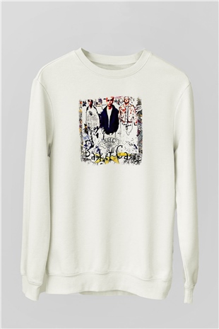 Green Day Baskılı Unisex Beyaz Sweatshirt