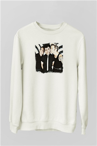 Green Day Baskılı Unisex Beyaz Sweatshirt