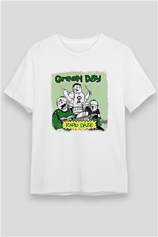 Green Day Baskılı Unisex Beyaz Tişört