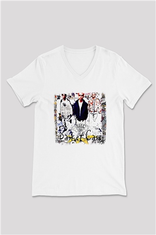 Green Day Baskılı Unisex Beyaz V Yaka Tişört
