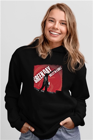 Green Day Baskılı Unisex Siyah Hoodie