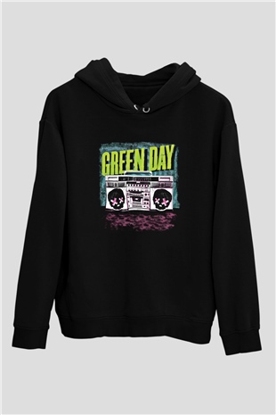 Green Day Baskılı Unisex Siyah Hoodie