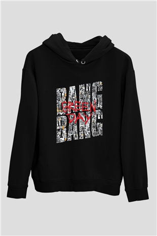 Green Day Baskılı Unisex Siyah Hoodie