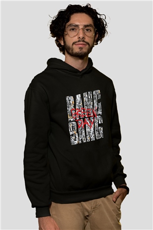 Green Day Baskılı Unisex Siyah Hoodie