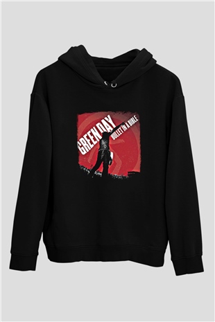 Green Day Baskılı Unisex Siyah Hoodie